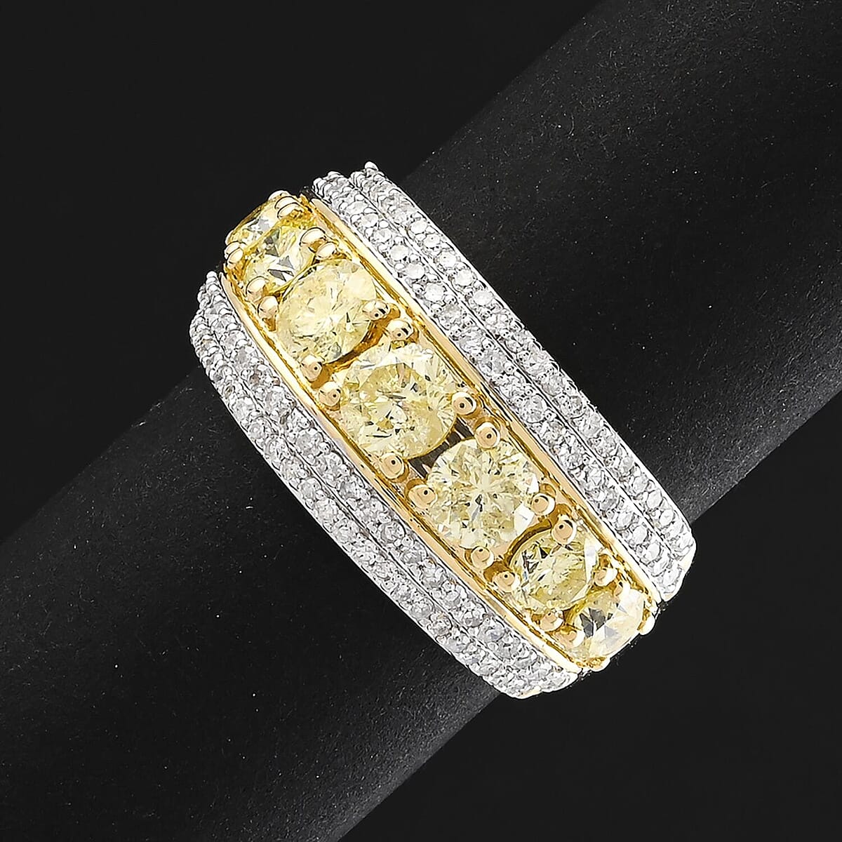 Natural Yellow and White Diamond 2.00 ctw Ring in 14K Yellow Gold (Size 7.5) image number 1