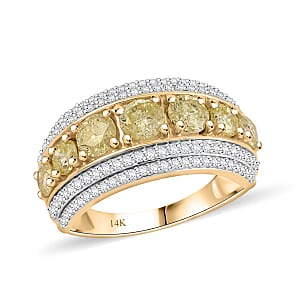 Natural Yellow and White Diamond 2.00 ctw Ring in 14K Yellow Gold (Size 8.0)