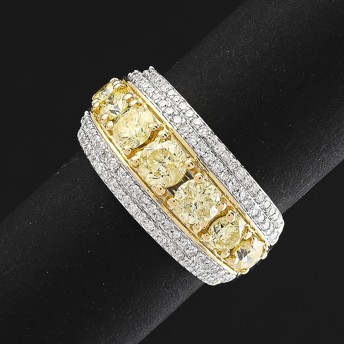 Natural Yellow and White Diamond 2.00 ctw Ring in 14K Yellow Gold (Size 8.0) image number 1