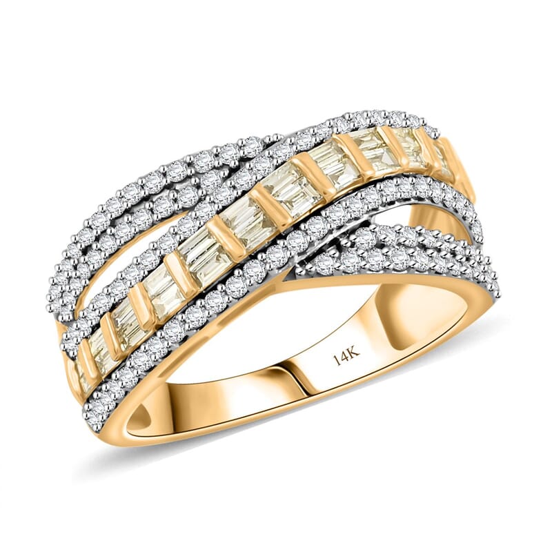 Natural Yellow and White Diamond 1.00 ctw Ring in 14K Yellow Gold (Size 10.0)