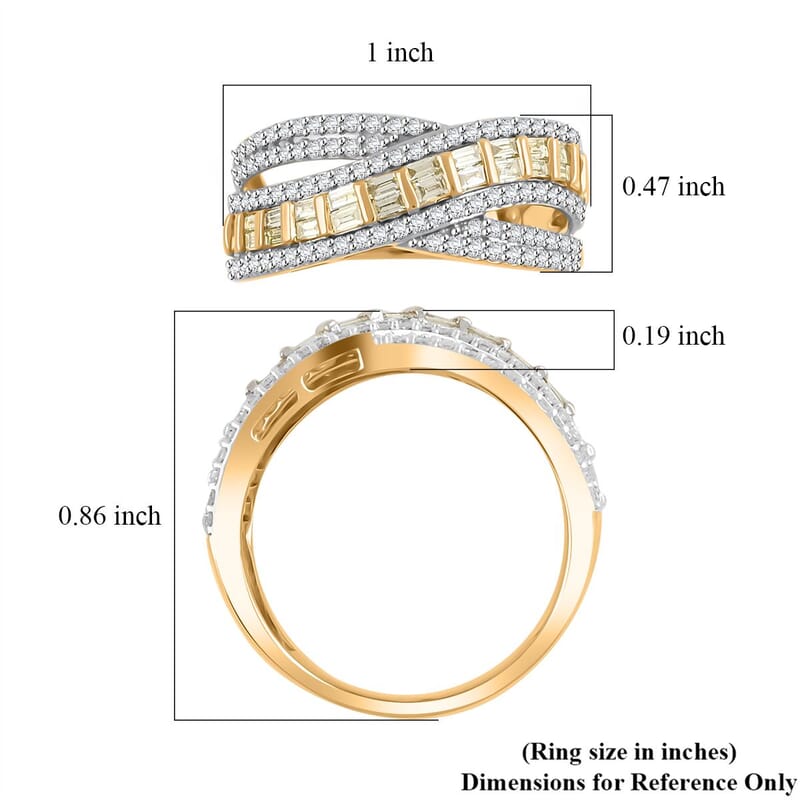Natural Yellow and White Diamond 1.00 ctw Ring in 14K Yellow Gold (Size 10.0)