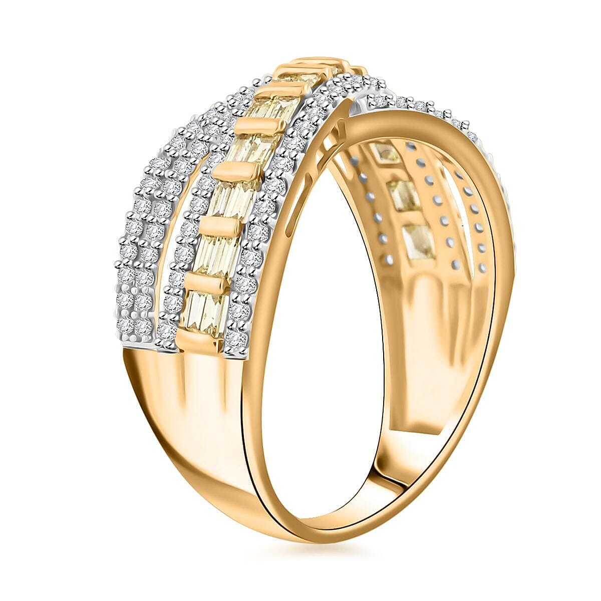 Natural Yellow and White Diamond 1.00 ctw Ring in 14K Yellow Gold (Size 7.0) image number 3