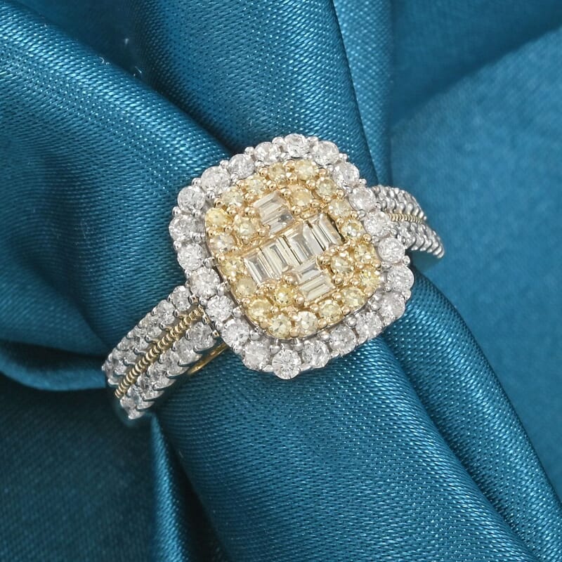 Natural Yellow and White Diamond 1.00 ctw Ring in 14K Yellow Gold (Size 10.0)