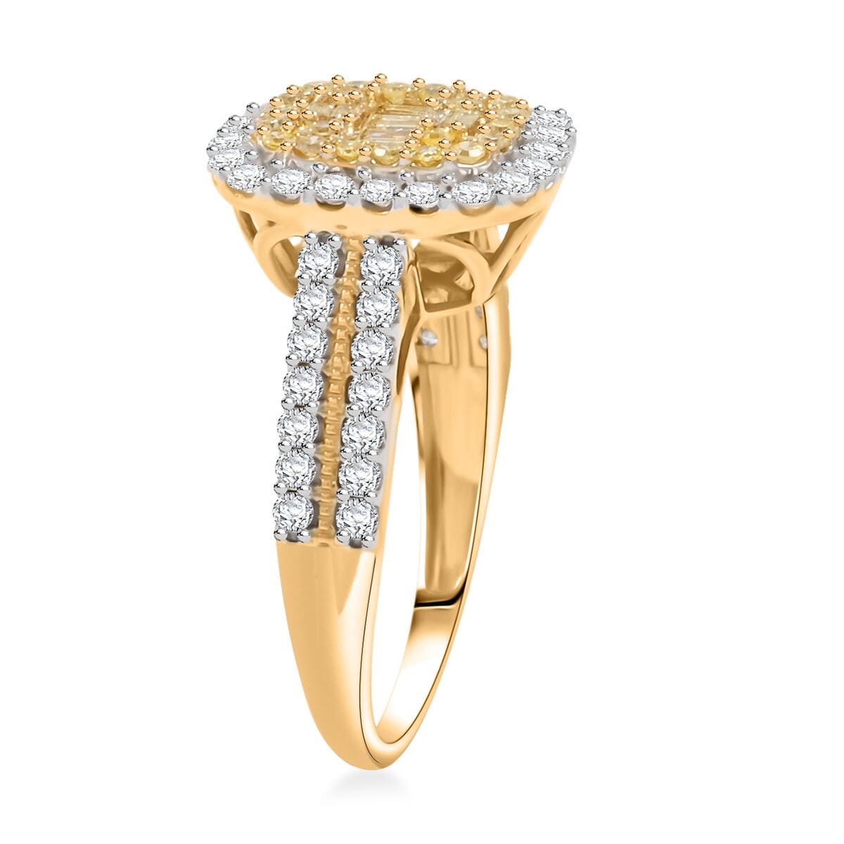 Natural Yellow and White Diamond 1.00 ctw Ring in 14K Yellow Gold (Size 7.0) image number 3