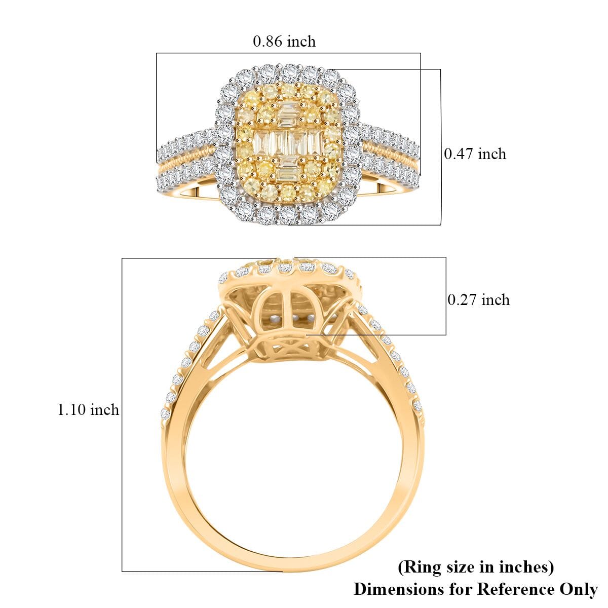 Natural Yellow and White Diamond 1.00 ctw Ring in 14K Yellow Gold (Size 7.0) image number 5