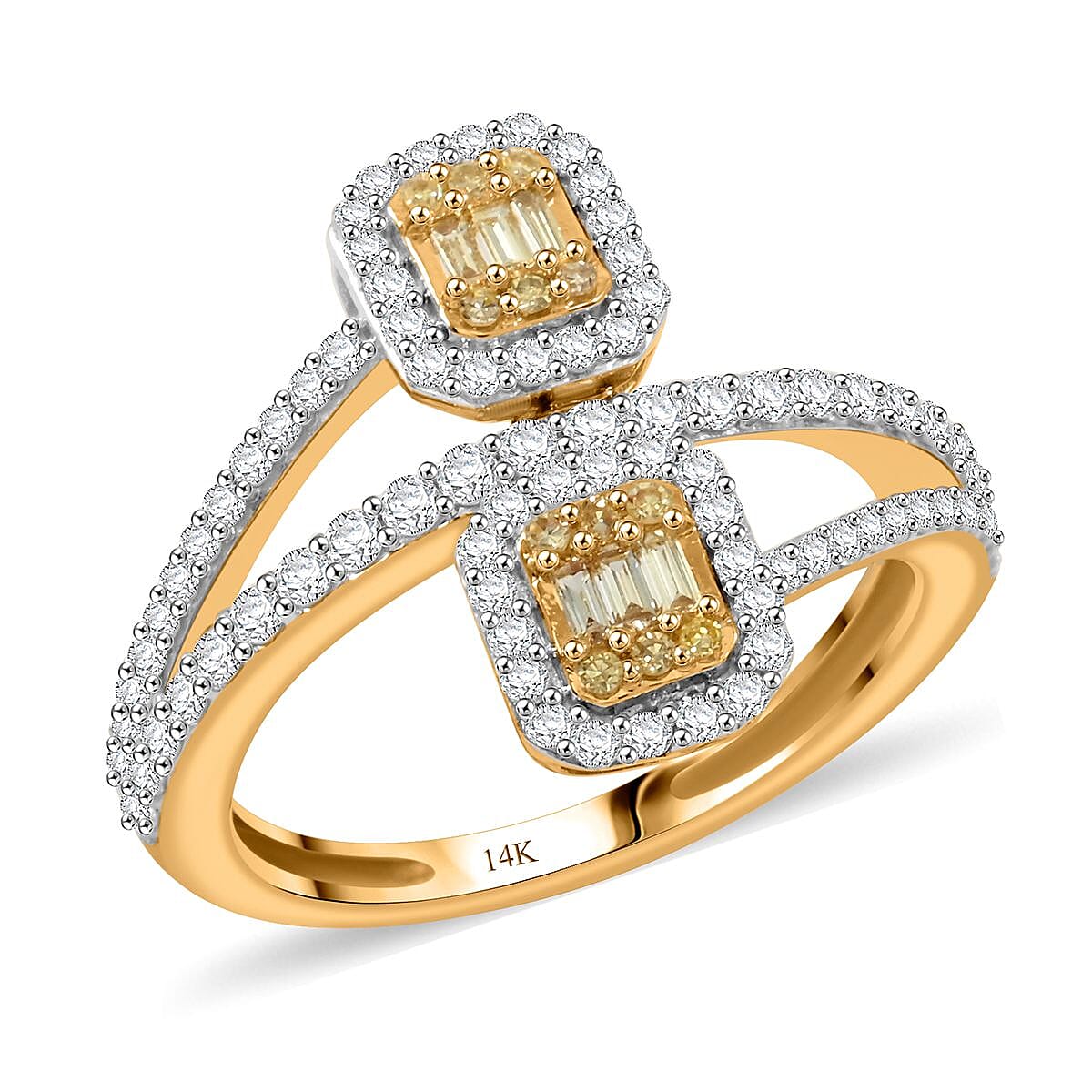 Natural Yellow and White Diamond 0.75 ctw Ring in 14K Yellow Gold (Size 10.0)