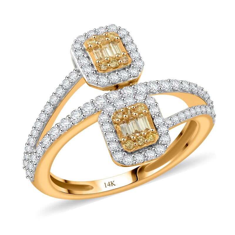Natural Yellow and White Diamond 0.75 ctw Ring in 14K Yellow Gold (Size 10.0)