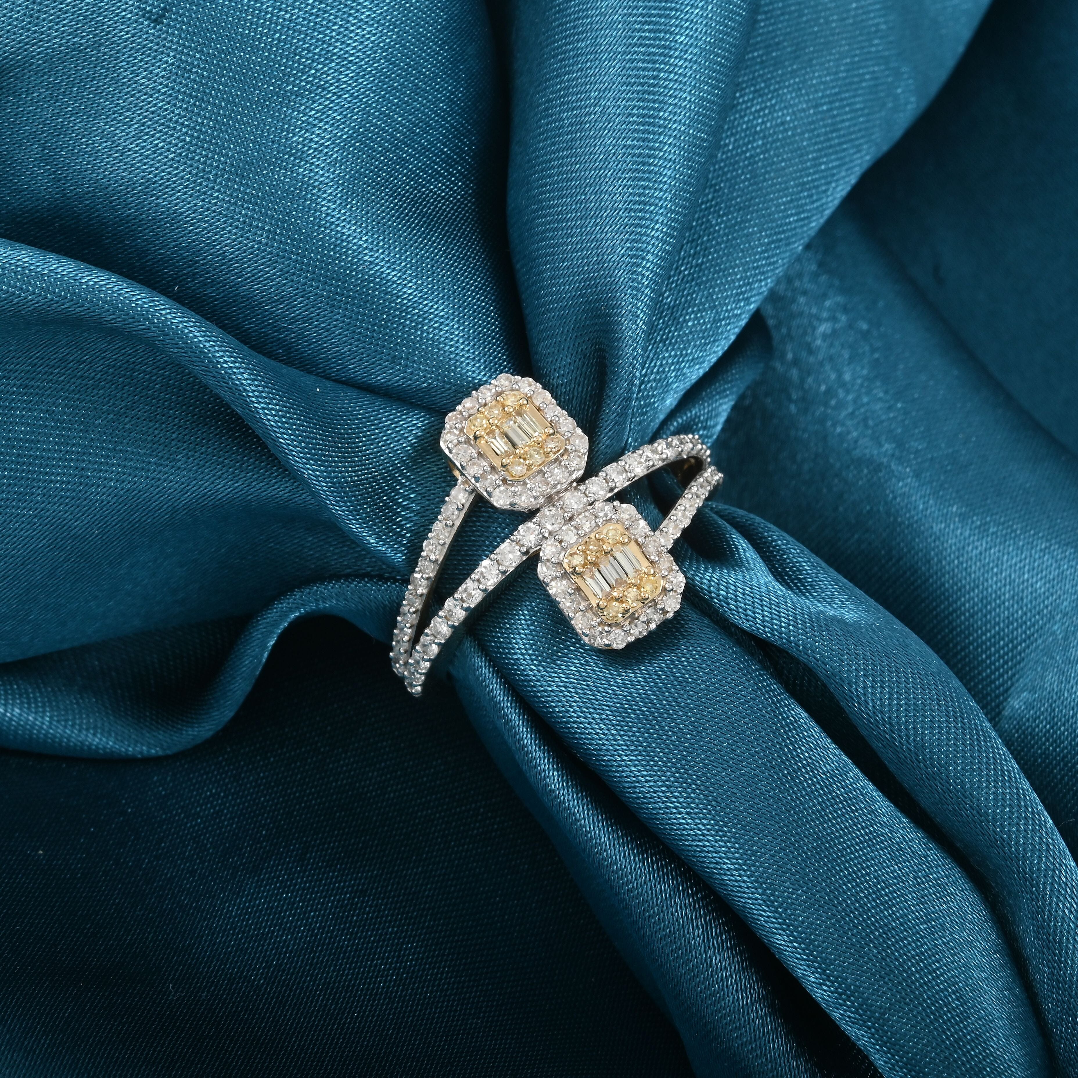 Natural Yellow and White Diamond 0.75 ctw Ring in 14K Yellow Gold (Size 10.0)