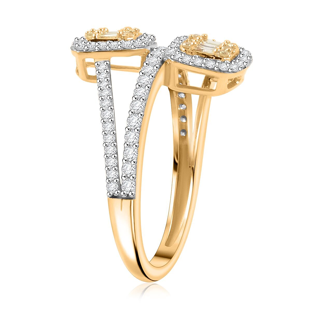 Natural Yellow and White Diamond 0.75 ctw Ring in 14K Yellow Gold (Size 10.0)