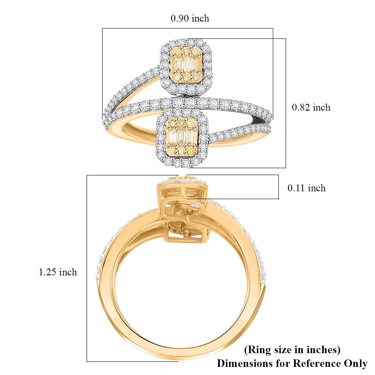 Natural Yellow and White Diamond 0.75 ctw Ring in 14K Yellow Gold (Size 10.0)