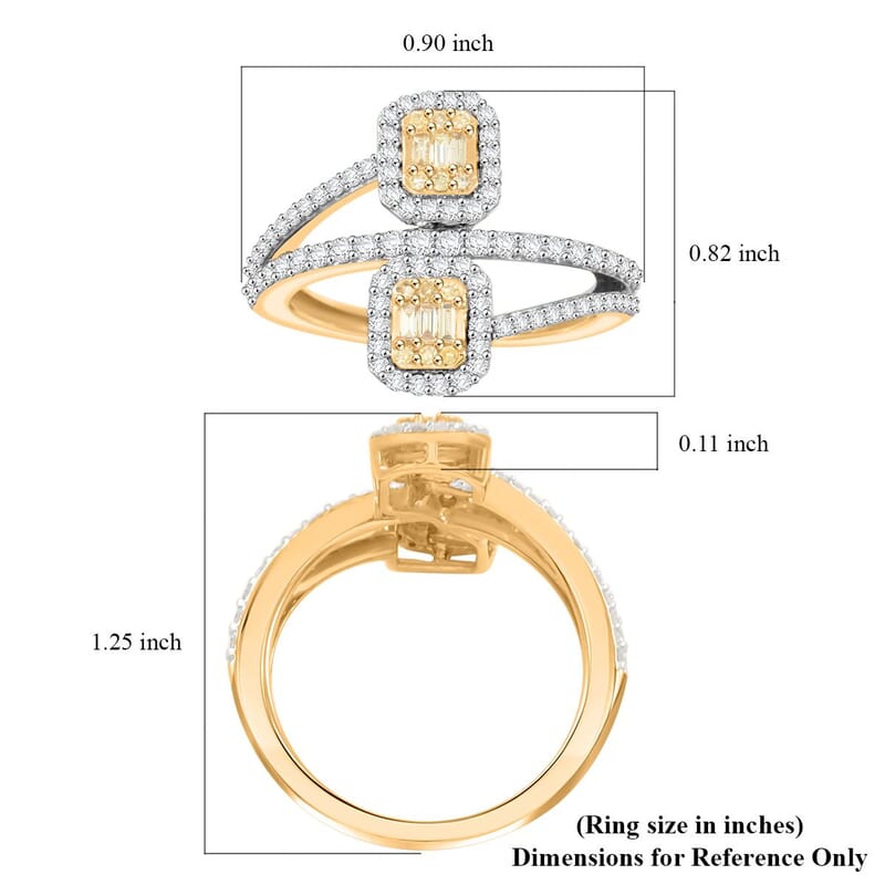 Natural Yellow and White Diamond 0.75 ctw Ring in 14K Yellow Gold (Size 10.0)