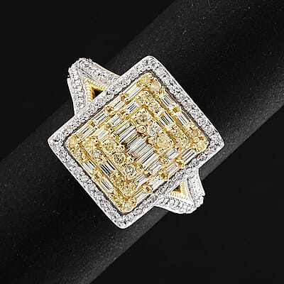 Natural Yellow and White Diamond 1.25 ctw Ring in 14K Yellow Gold (Size 10.0) 4.50 Grams