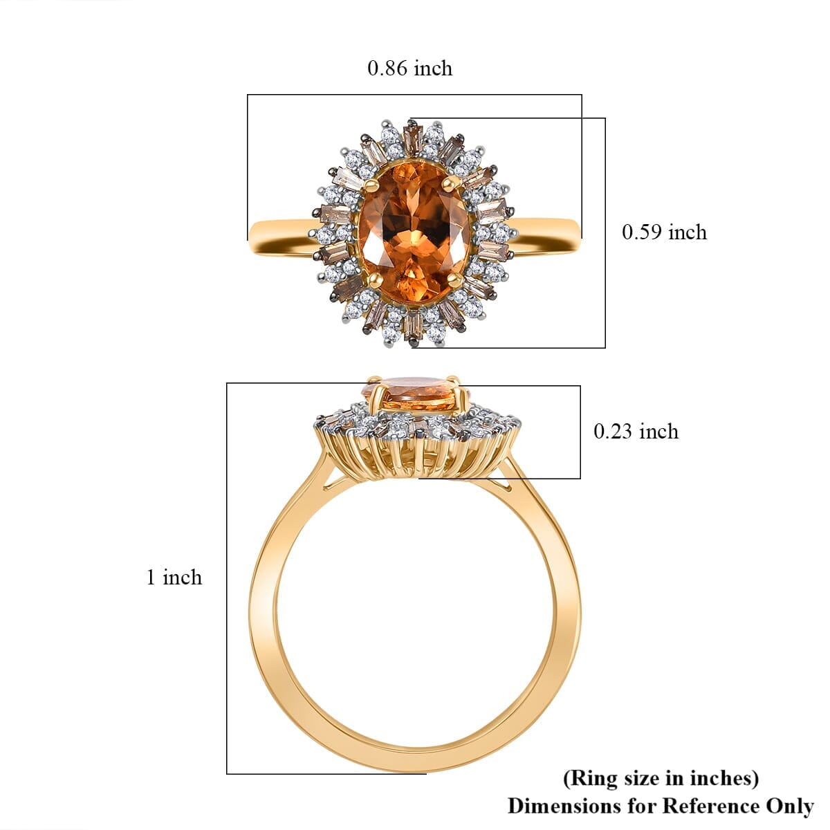 Luxoro 14K Yellow Gold Premium Calabar Imperial Tourmaline, Natural Champange and White Diamond (I2) (0.35 cts) Ring (Size 10.0) 2.10 ctw image number 5