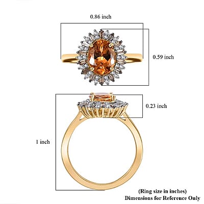 Luxoro 14K Yellow Gold Premium Calabar Imperial Tourmaline, Natural Champange and White Diamond (I2) (0.35 cts) Ring (Size 12.0) 2.10 ctw