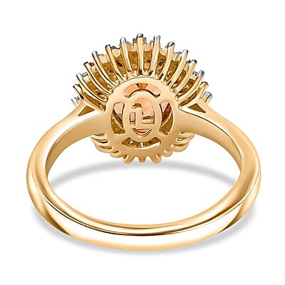 Luxoro 14K Yellow Gold Premium Calabar Imperial Tourmaline, Natural Champange and White Diamond (I2) (0.35 cts) Ring (Size 5.0) 2.10 ctw
