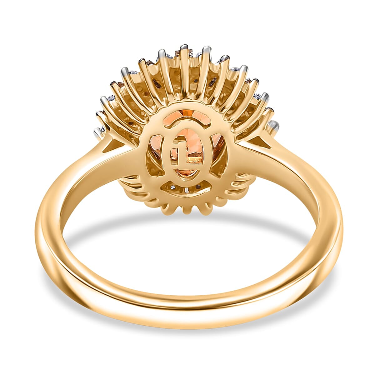 Luxoro 14K Yellow Gold Premium Calabar Imperial Tourmaline, Natural Champange and White Diamond (I2) (0.35 cts) Ring (Size 7.5) 2.10 ctw image number 4