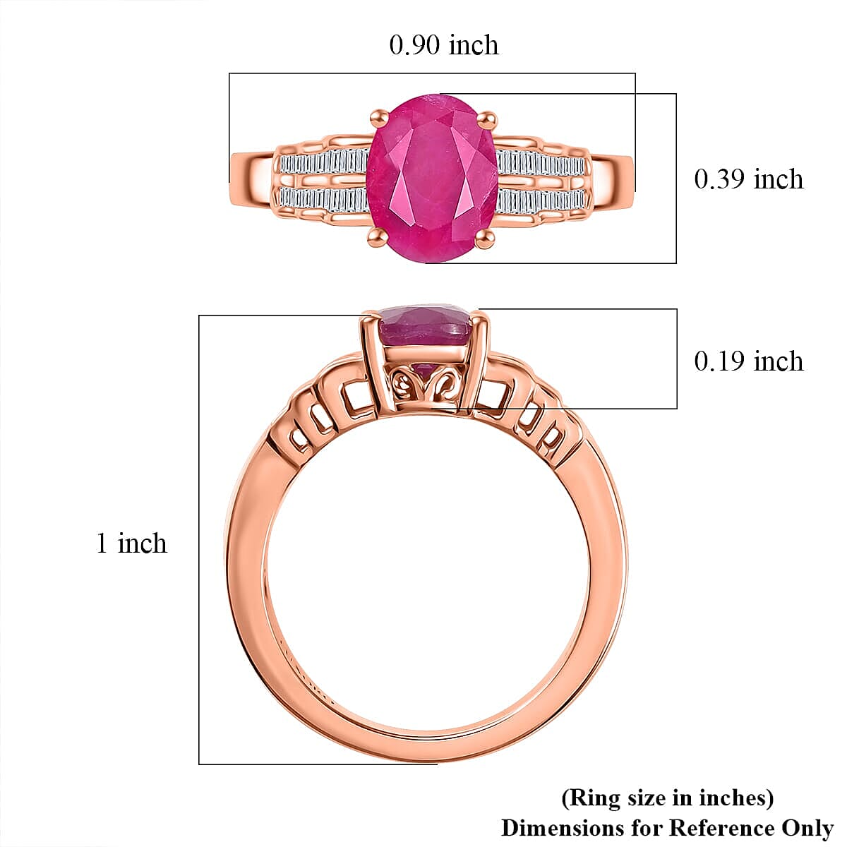 Luxoro 10K Rose Gold AAA Royal Ruby, Diamond (G-H, I2) (0.15 cts) Ring (Size 7.5) 2.50 ctw image number 5