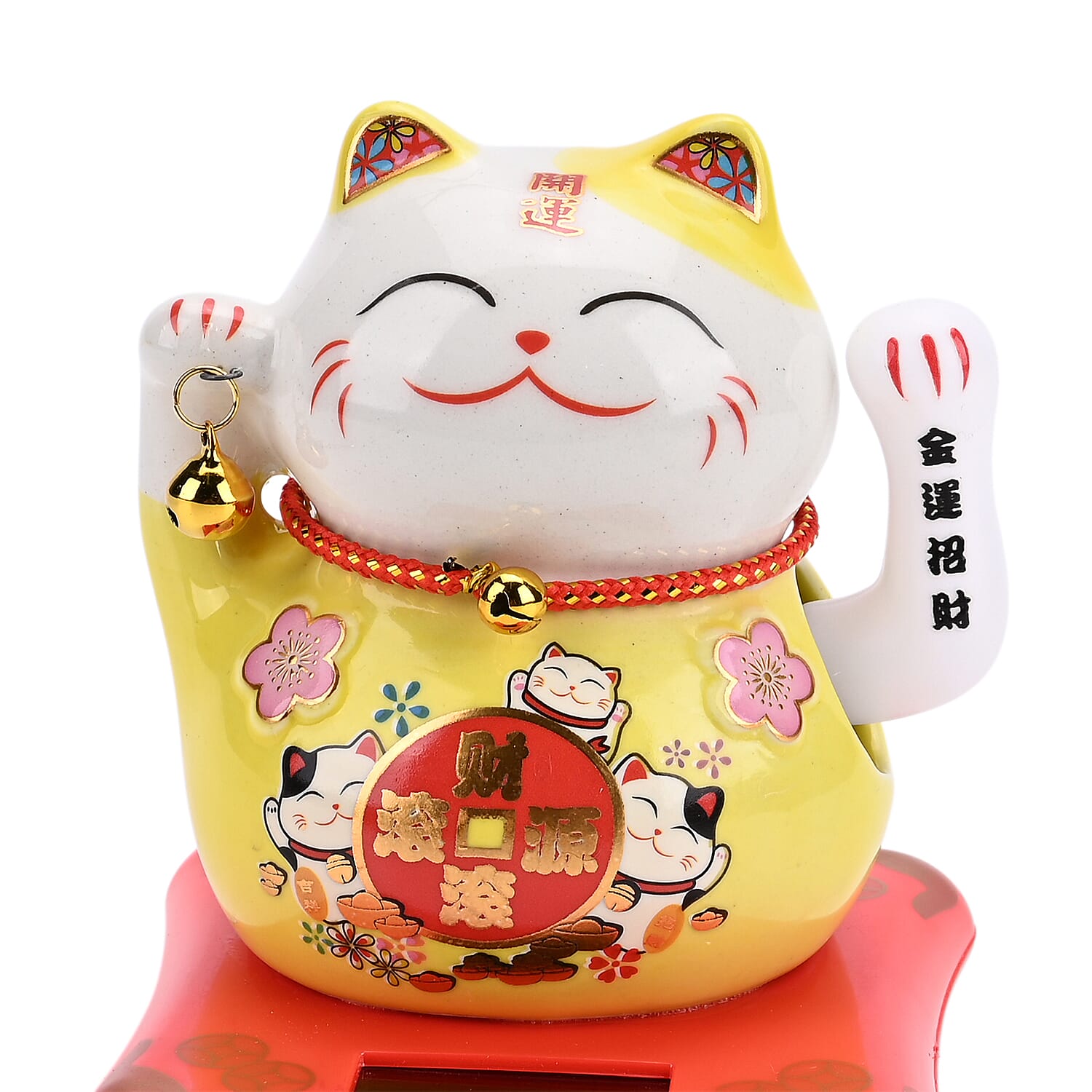 Ceramic Solar Money Cat Decoration - Rolling in Money