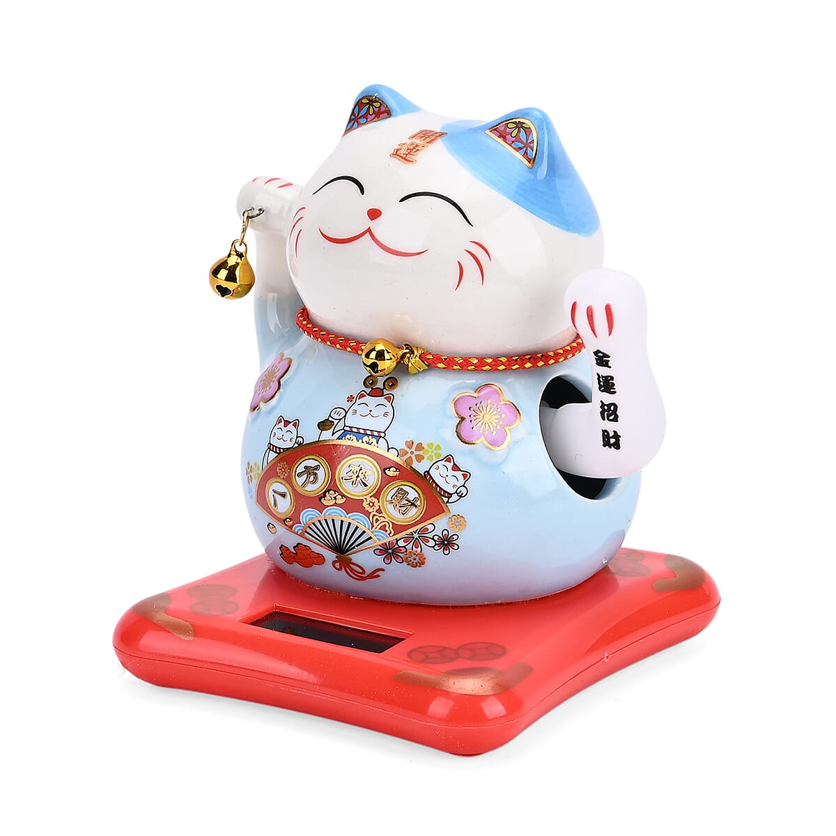 Ceramic Solar Money Cat Decoration - Wealth from Everywhere image number 2