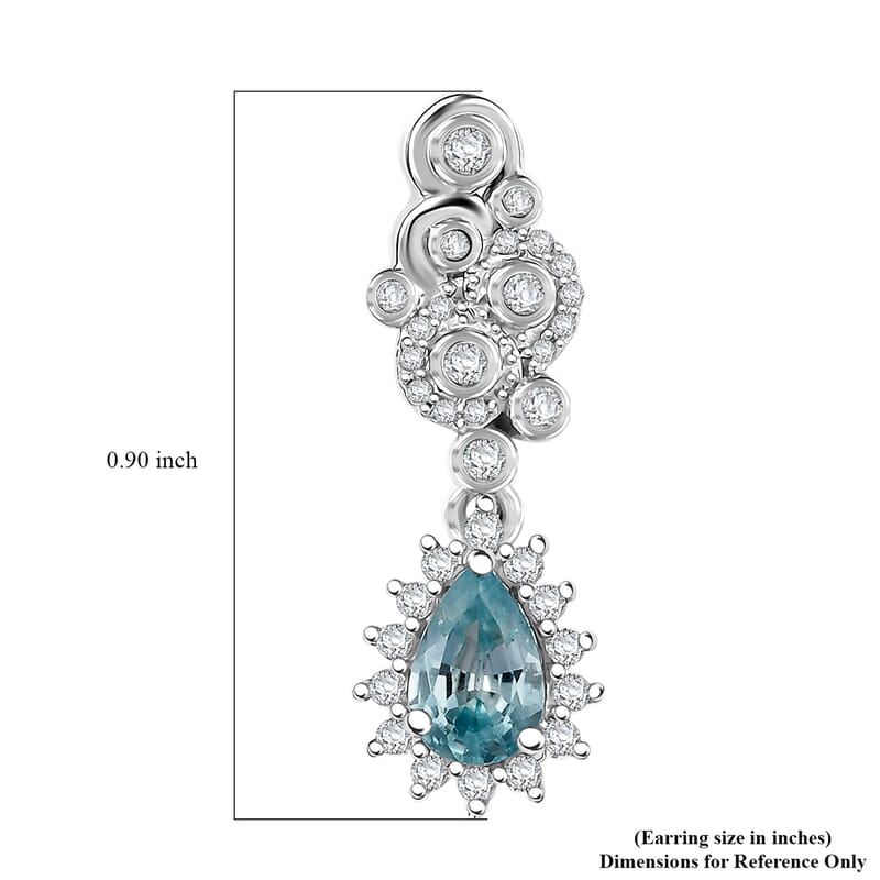 D'Joy Cambodian Blue Zircon and Multi Gemstone 1.90 ctw Celestial Earrings in Rhodium Over Sterling Silver