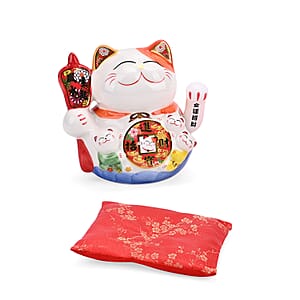 Ceramic Money Cat Decoration Shengyixinlong - Bring In Wealth & Treasure (2xAAA Not Included)