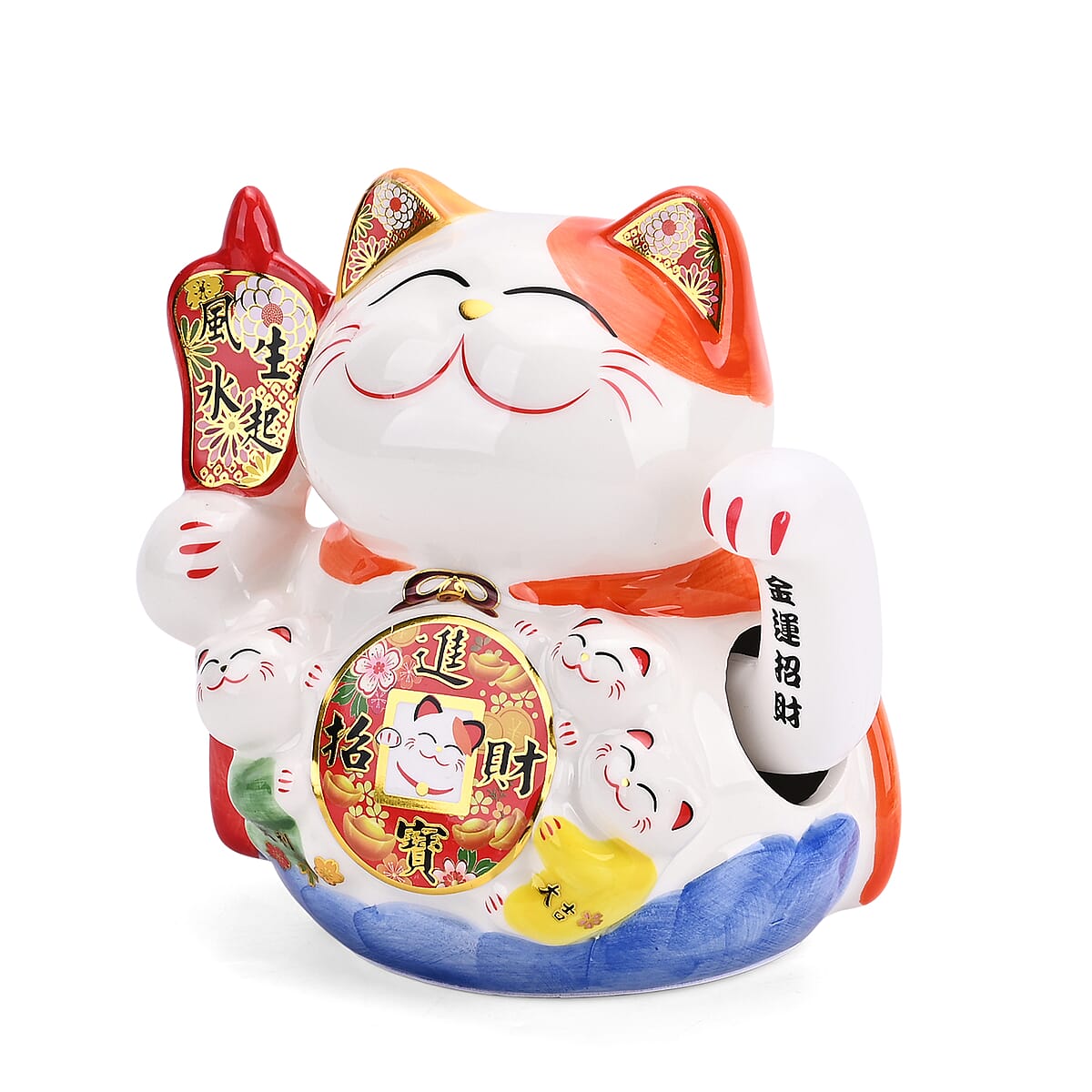 Ceramic Money Cat Decoration Shengyixinlong - Bring In Wealth & Treasure (2xAAA Not Included) image number 4