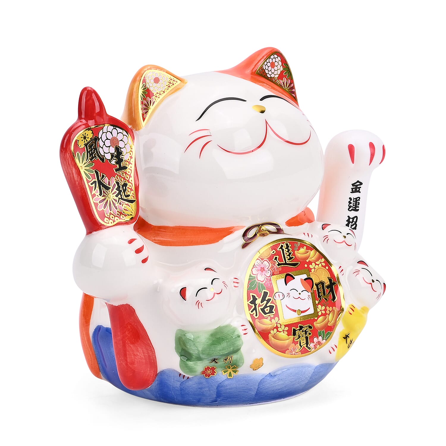 Ceramic Money Cat Decoration Shengyixinlong - Bring In Wealth & Treasure (2xAAA Not Included)