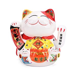 Ceramic Money Cat Decoration Shengyixinlong - Treasure Bowl (2xAAA Not Included)