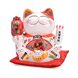 Ceramic Money Cat Decoration Shengyixinlong - Business is Booming (2xAAA Not Included)