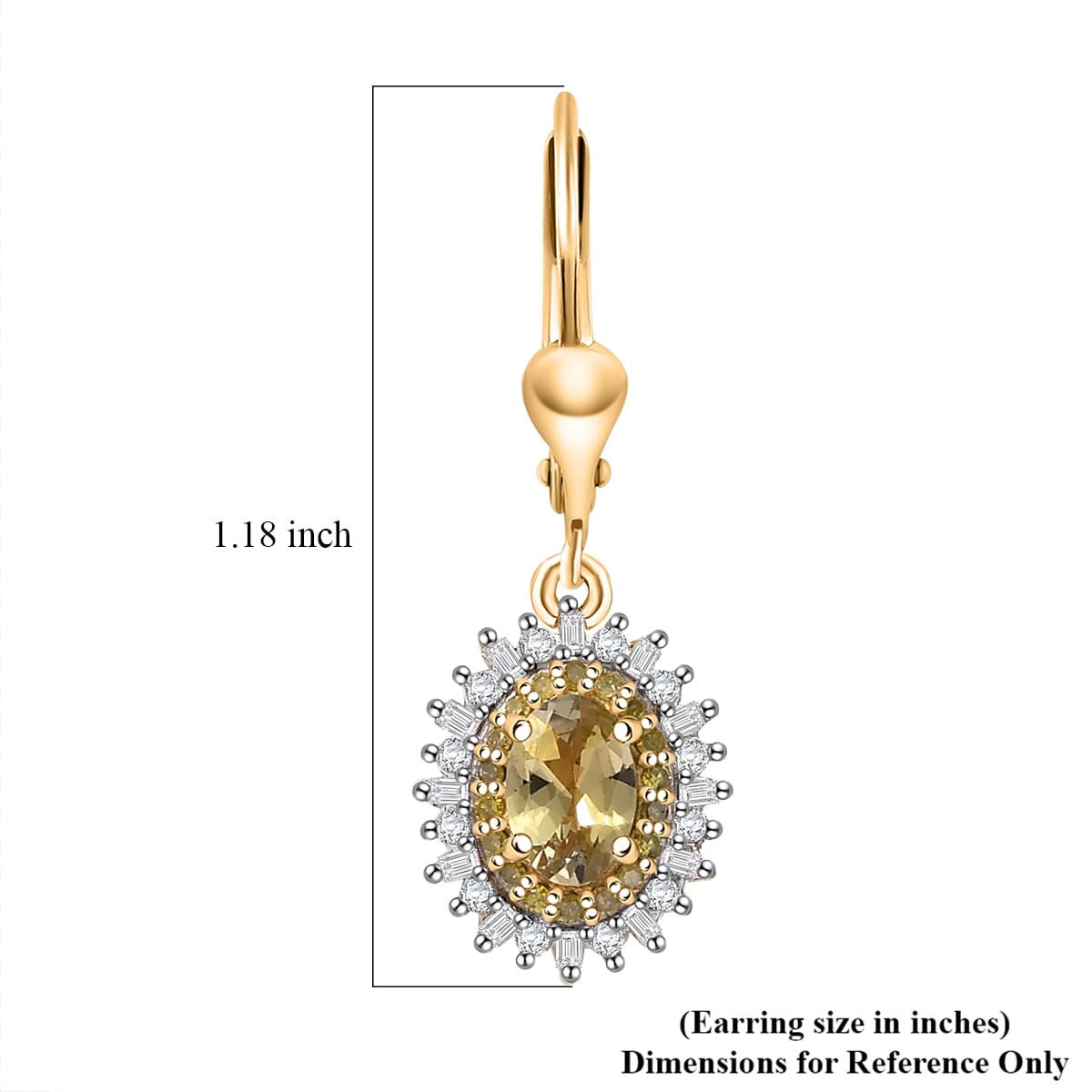 D'Joy Golden Tanzanite, Yellow and White Diamond 1.40 ctw Radiant Sunburst Earrings in 18K Vermeil Yellow Gold Over Sterling Silver image number 5