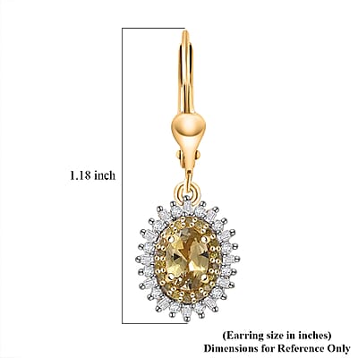 D'Joy Golden Tanzanite, Yellow and White Diamond 1.40 ctw Radiant Sunburst Earrings in 18K Vermeil Yellow Gold Over Sterling Silver