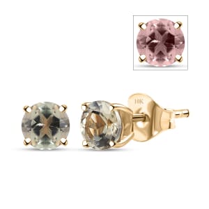 Luxoro AAA Turkizite 1.50 ctw Round Stud Earrings in 10K Yellow Gold