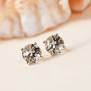 Luxoro AAA Turkizite 1.50 ctw Round Stud Earrings in 10K Yellow Gold