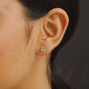 Luxoro AAA Turkizite 1.50 ctw Round Stud Earrings in 10K Yellow Gold