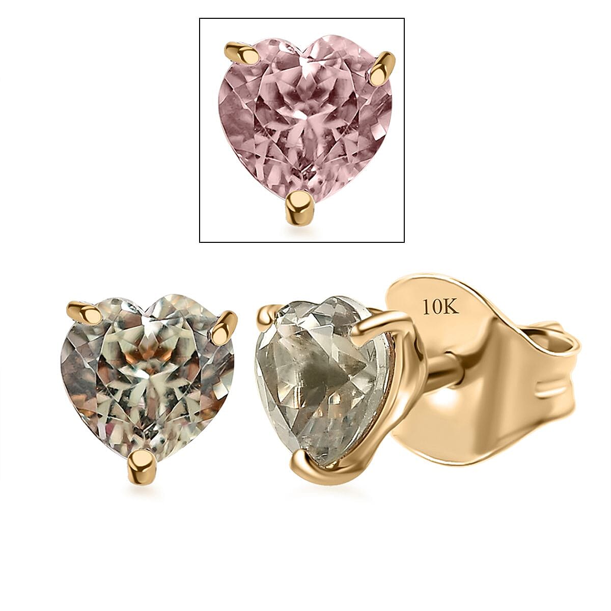 Luxoro AAA Turkizite 2.06 ctw Heart Stud Earrings in 10K Yellow Gold image number 0