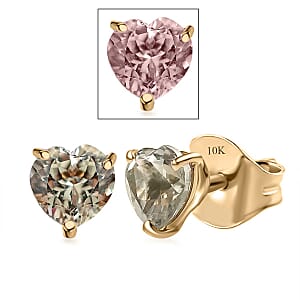 Luxoro AAA Turkizite 2.06 ctw Heart Stud Earrings in 10K Yellow Gold
