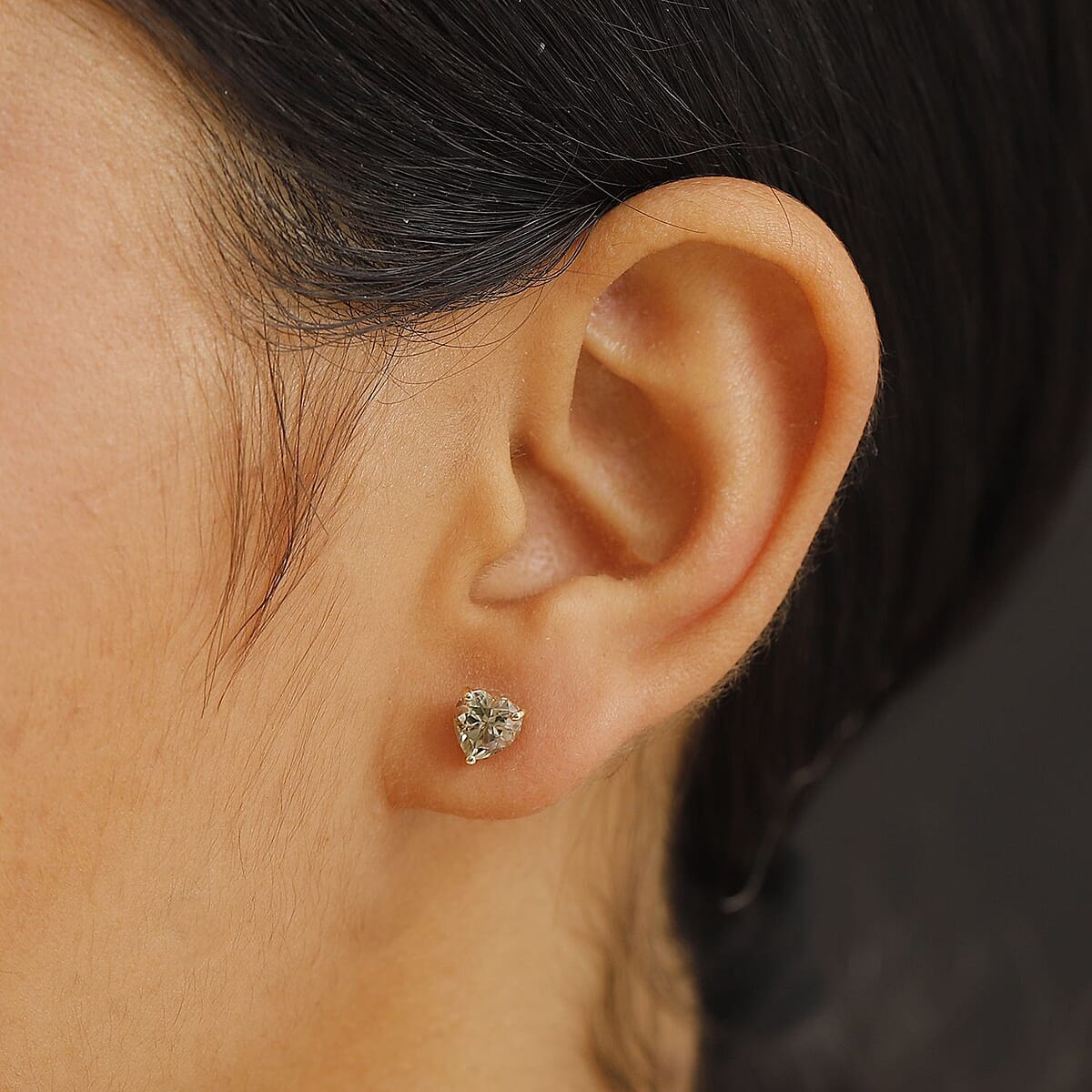 Luxoro AAA Turkizite 2.06 ctw Heart Stud Earrings in 10K Yellow Gold image number 2