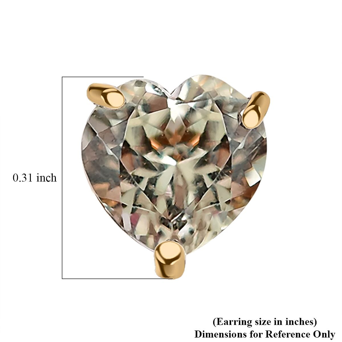Luxoro AAA Turkizite 2.06 ctw Heart Stud Earrings in 10K Yellow Gold image number 4