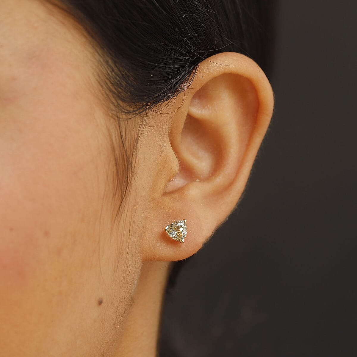 Luxoro AAA Turkizite 2.00 ctw Trillion Stud Earrings in 10K Yellow Gold image number 2