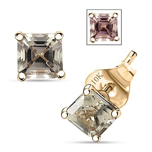 Luxoro AAA Asscher Cut Turkizite 1.50 ctw Stud Earrings in 10K Yellow Gold