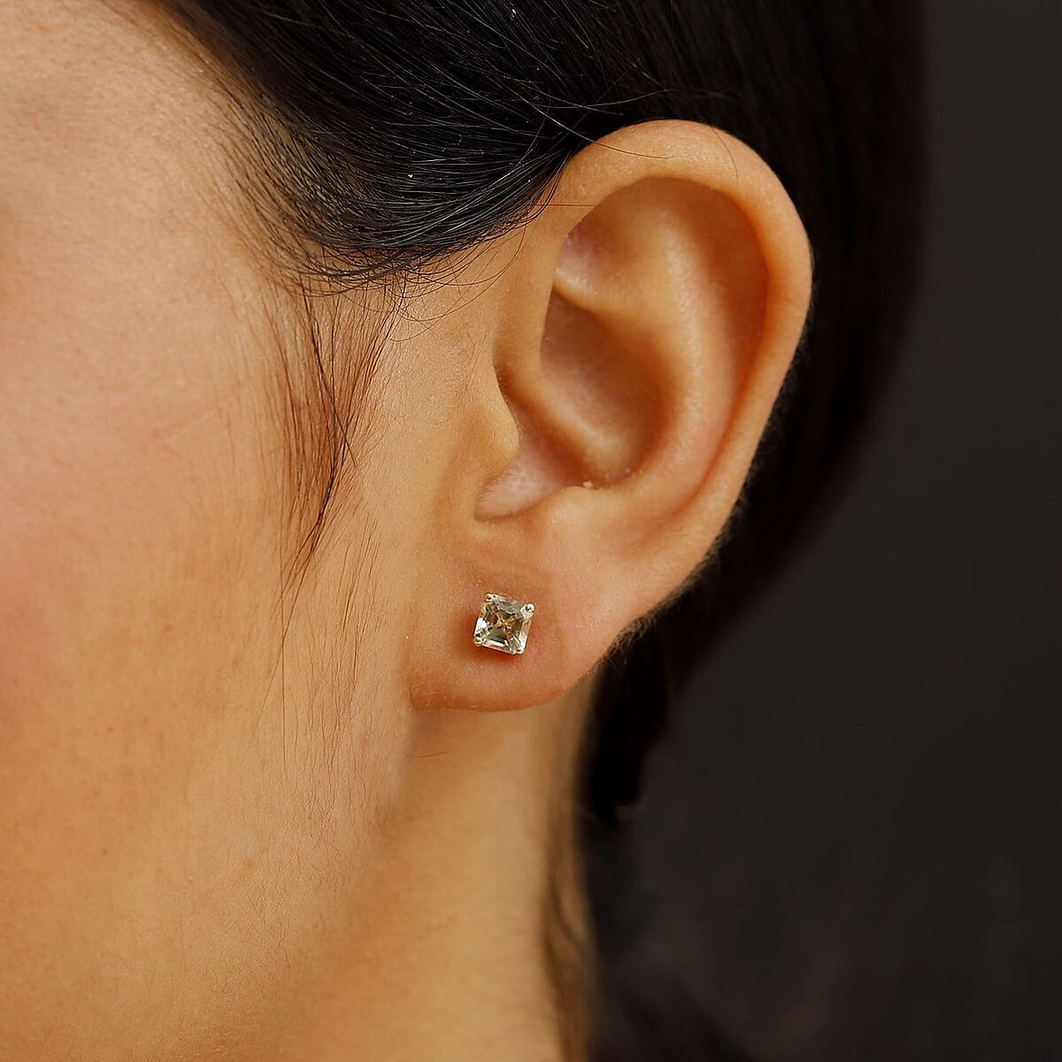 Luxoro AAA Asscher Cut Turkizite 1.50 ctw Stud Earrings in 10K Yellow Gold image number 2