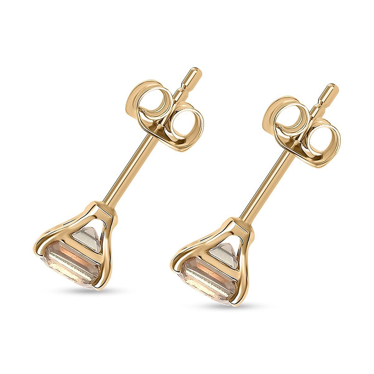 Luxoro AAA Asscher Cut Turkizite 1.50 ctw Stud Earrings in 10K Yellow Gold image number 3