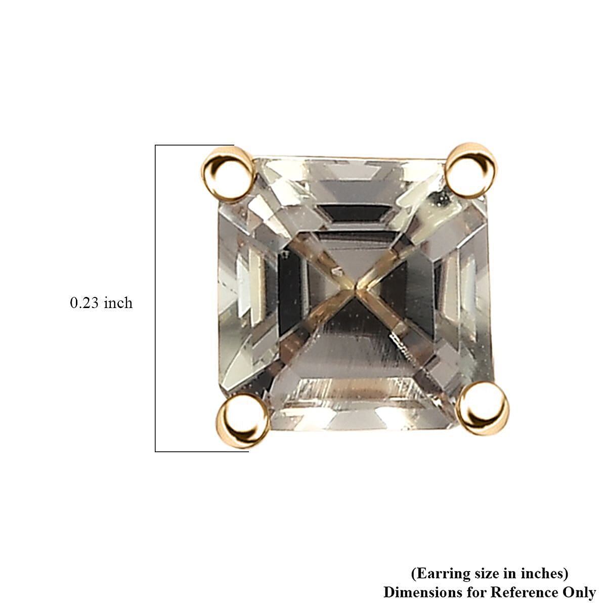 Luxoro AAA Asscher Cut Turkizite 1.50 ctw Stud Earrings in 10K Yellow Gold image number 4