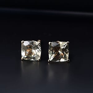 Luxoro AAA Turkizite 2.00 ctw Cushion Stud Earrings in 10K Yellow Gold
