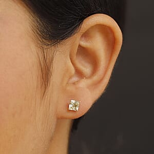 Luxoro AAA Turkizite 2.00 ctw Cushion Stud Earrings in 10K Yellow Gold