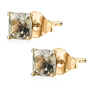 Luxoro AAA Turkizite 2.00 ctw Cushion Stud Earrings in 10K Yellow Gold