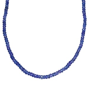AAA Tanzanite 60.00 ctw Beaded Necklace in Rhodium Over Sterling Silver 18 Inches