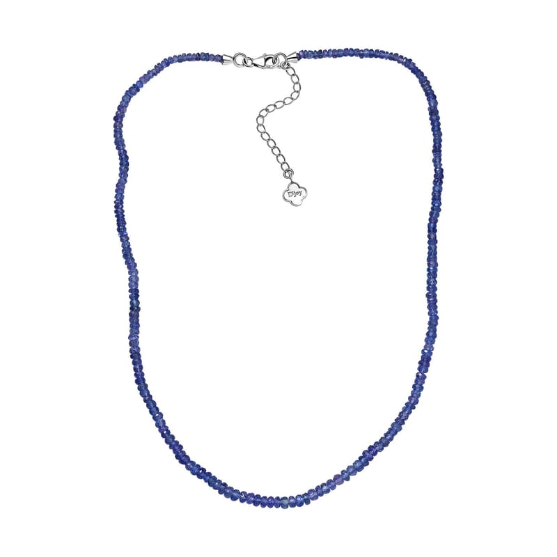 AAA Tanzanite 60.00 ctw Beaded Necklace in Rhodium Over Sterling Silver 18 Inches