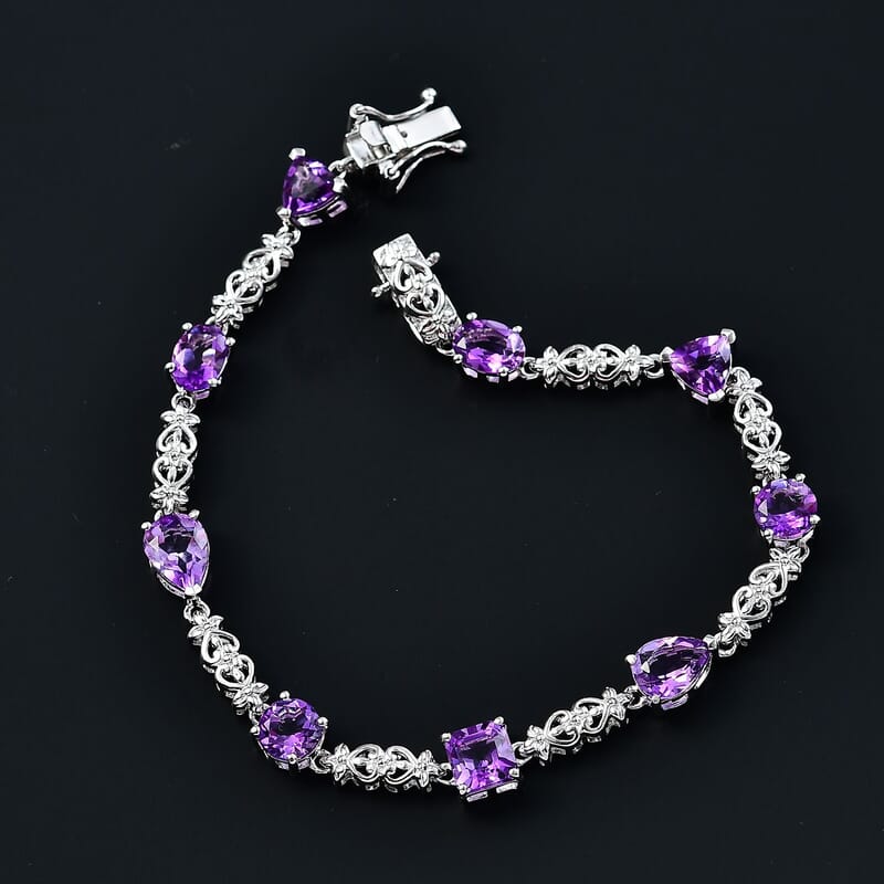 Karis Moroccan Rose 7.75 ctw Vintage Elegance Bracelet in Platinum Bond (7.25 In)