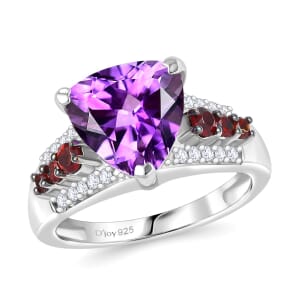 Moroccan Rose and Multi Gemstone 3.80 ctw Modern Elegance Ring in Platinum Over Sterling Silver (Size 10.0)